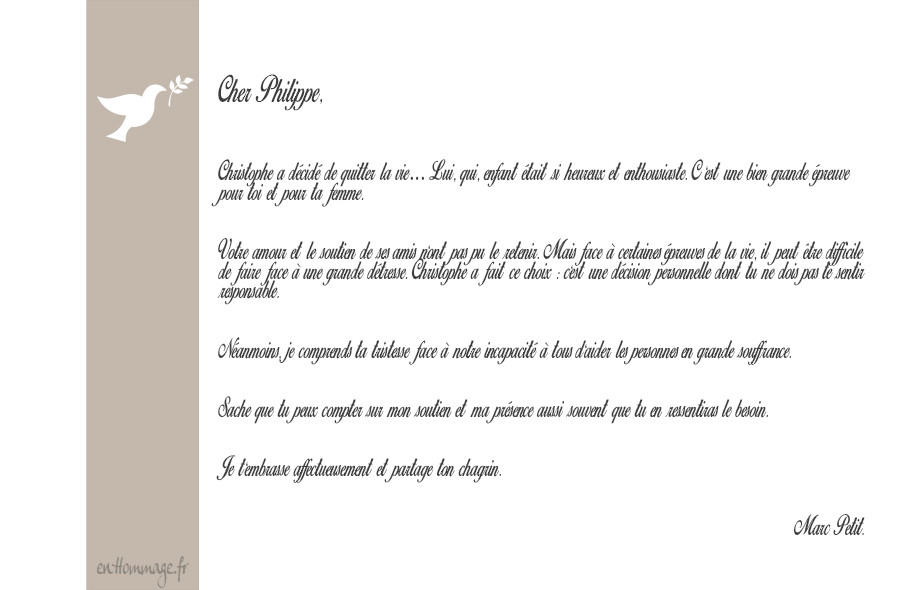 model de lettre de condoleance