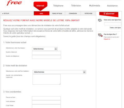 model de lettre de resiliation free