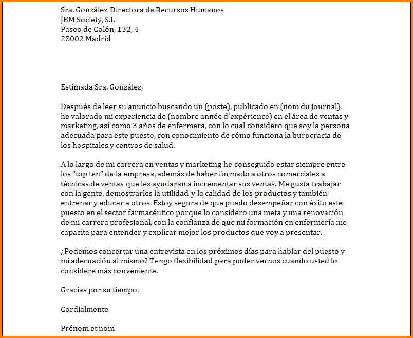 model de lettre demande d emploi