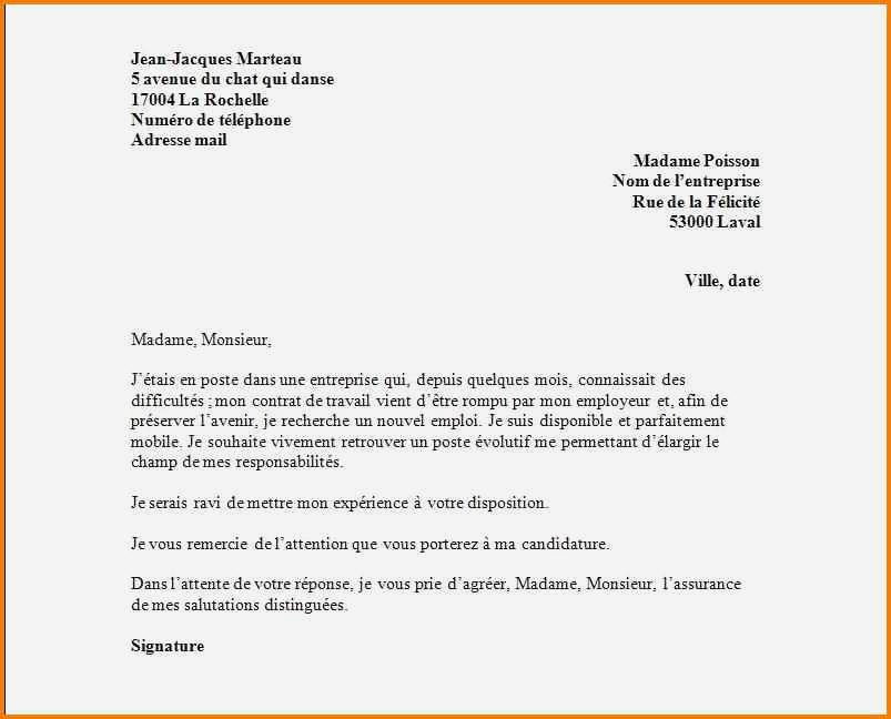 model de lettre demande d emploi