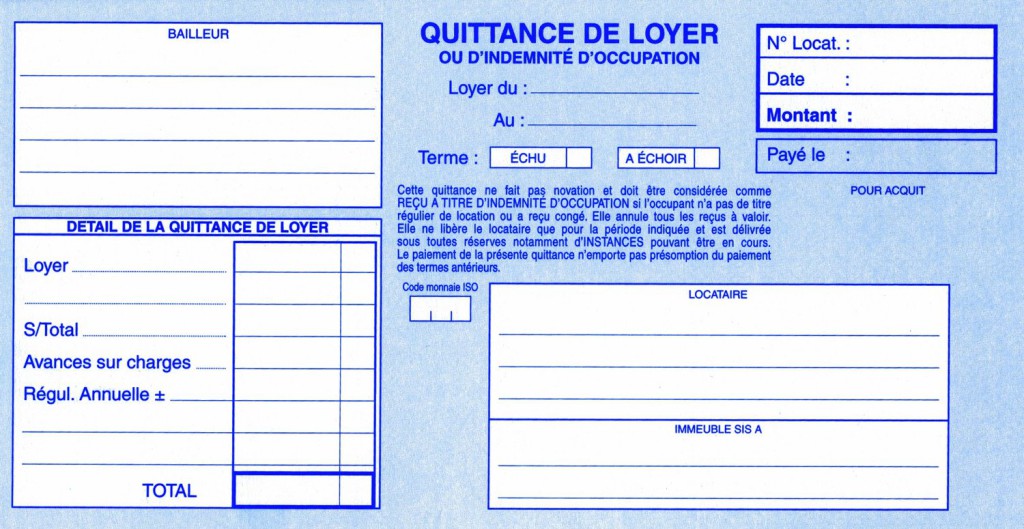 model de quittance de loyer a imprimer