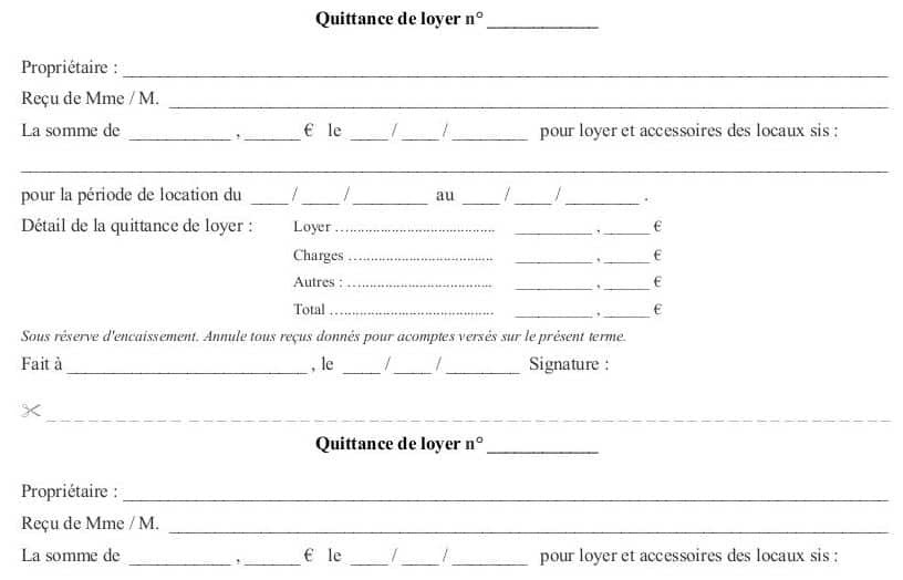 model de quittance de loyer a imprimer