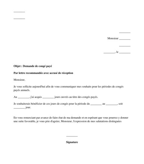 model de titre de conge