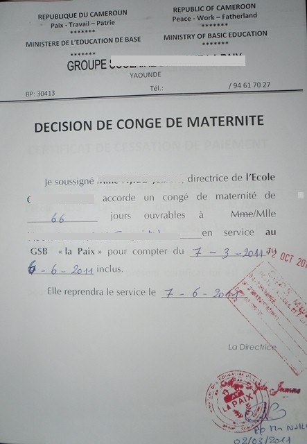 model de titre de conge