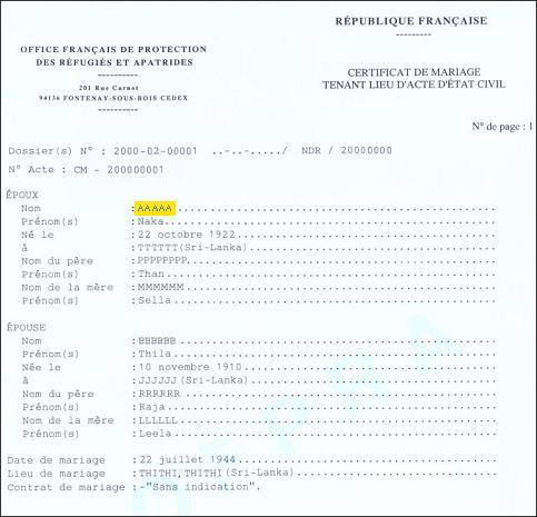 modele acte de mariage