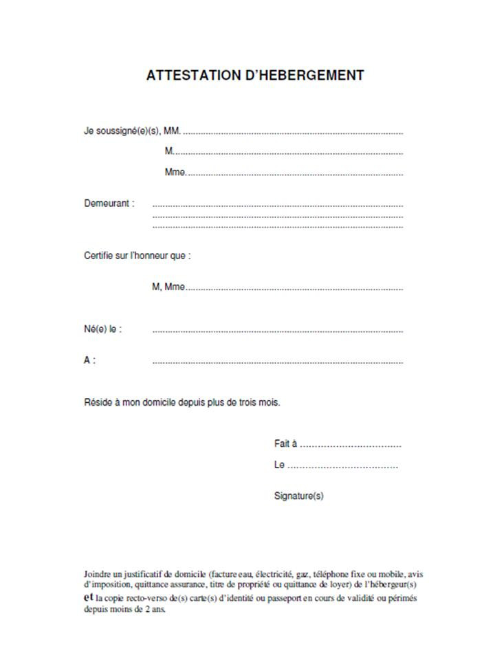 modele attestation de domicile des parents