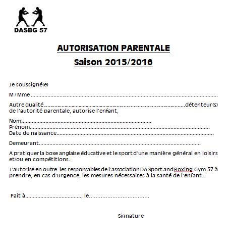 modele autorisation parentale sport