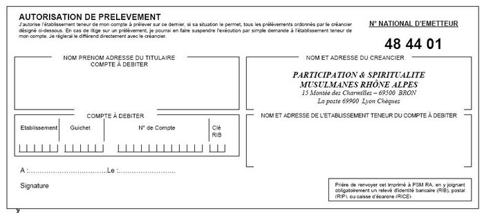 modele autorisation prelevement