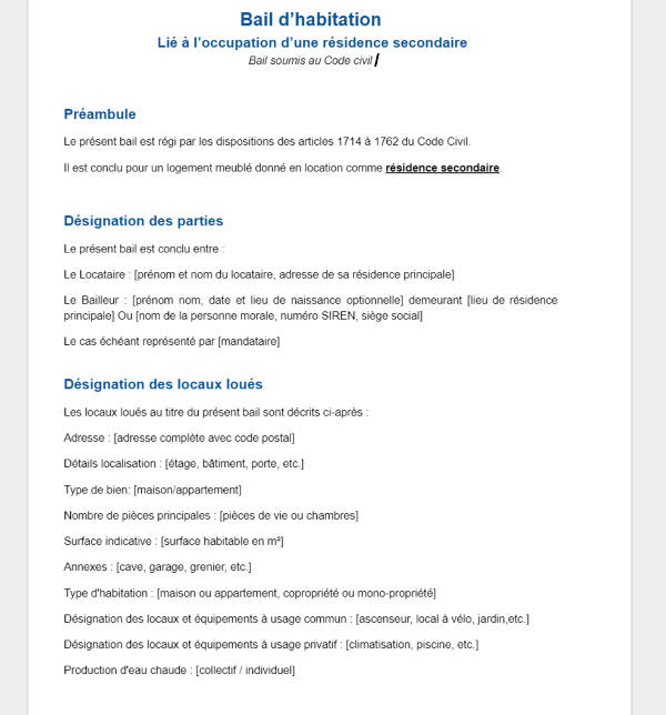 modele contrat de location format word