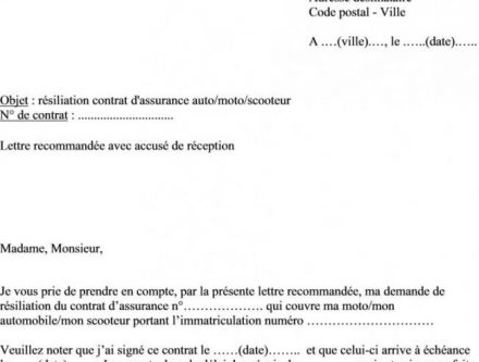 modele courrier assurance