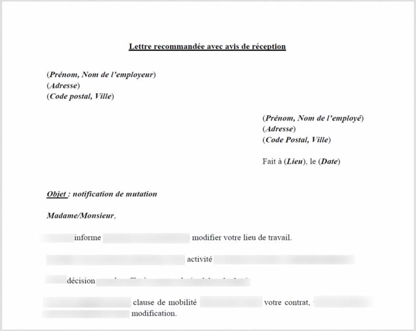 modele courrier changement adresse