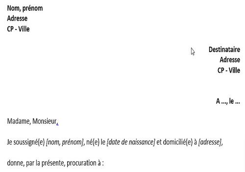 modele courrier procuration