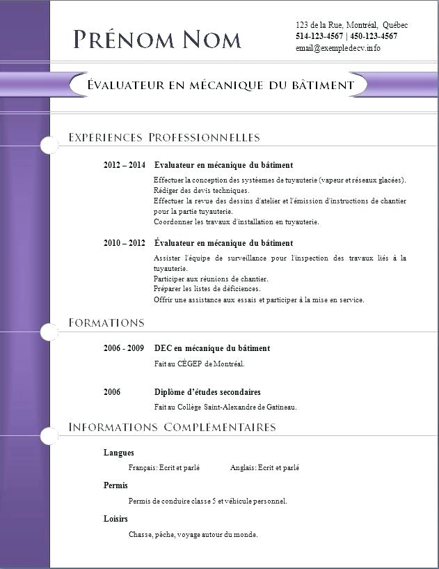 modele cv a imprimer