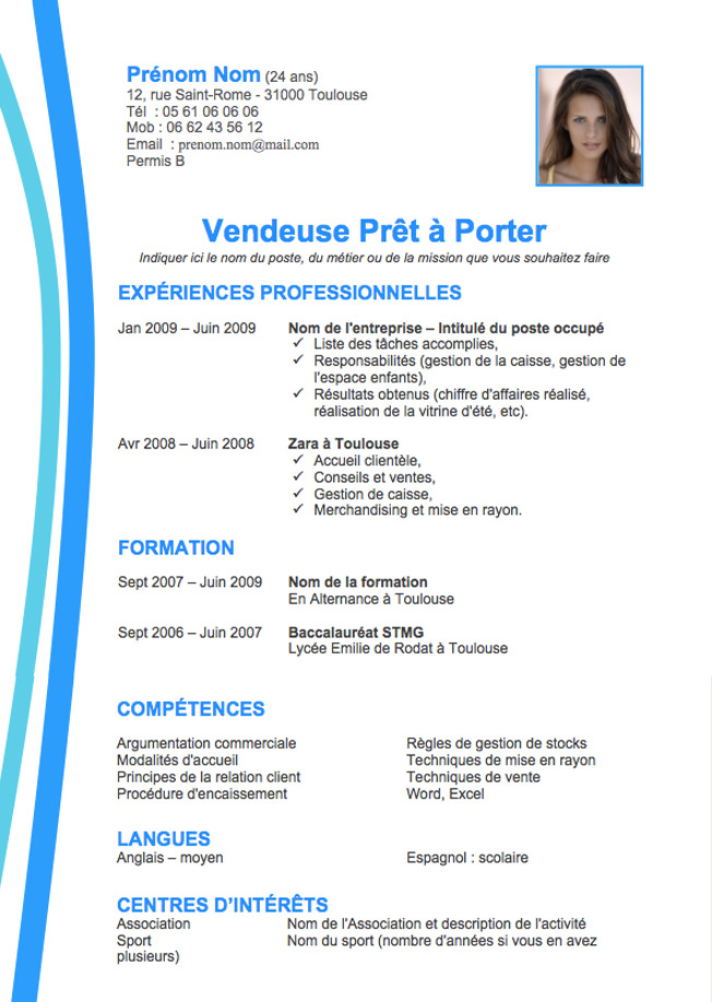 modele cv en francais word
