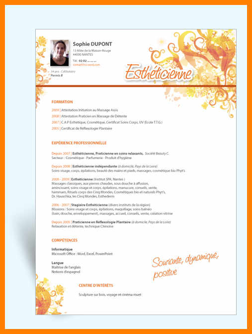 modele cv estheticienne gratuit
