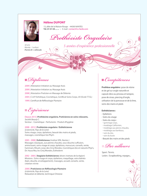 modele cv estheticienne gratuit