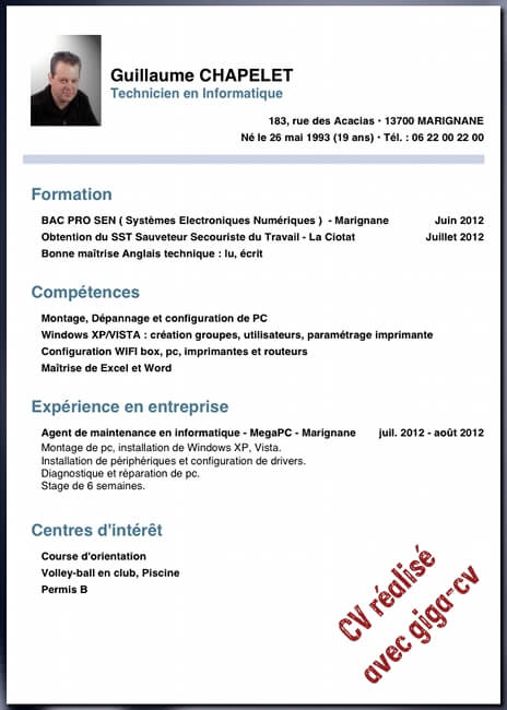 modele cv fonction publique territoriale