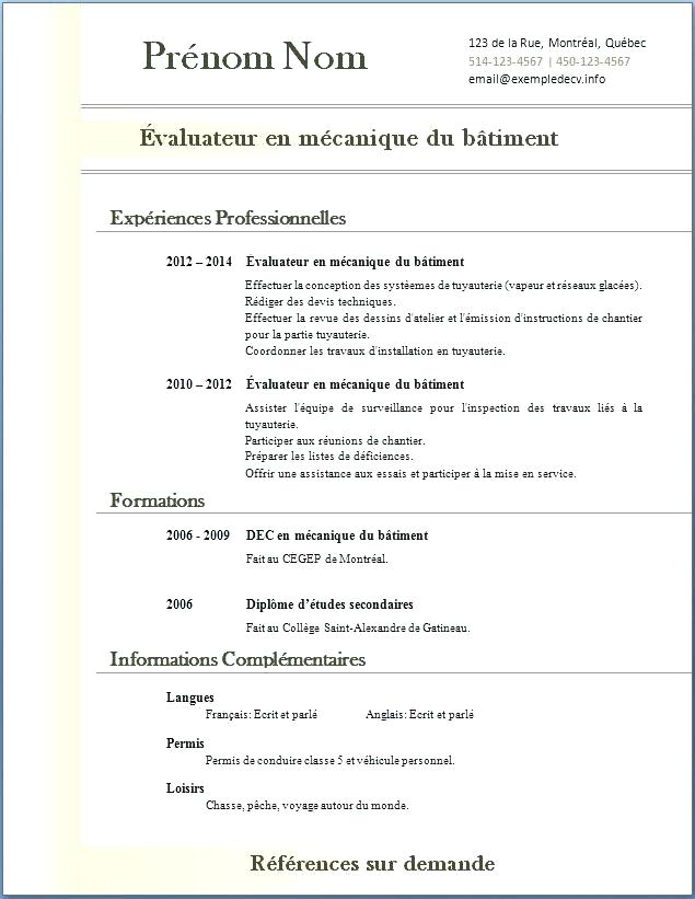 modele cv gratuit a telecharger pdf