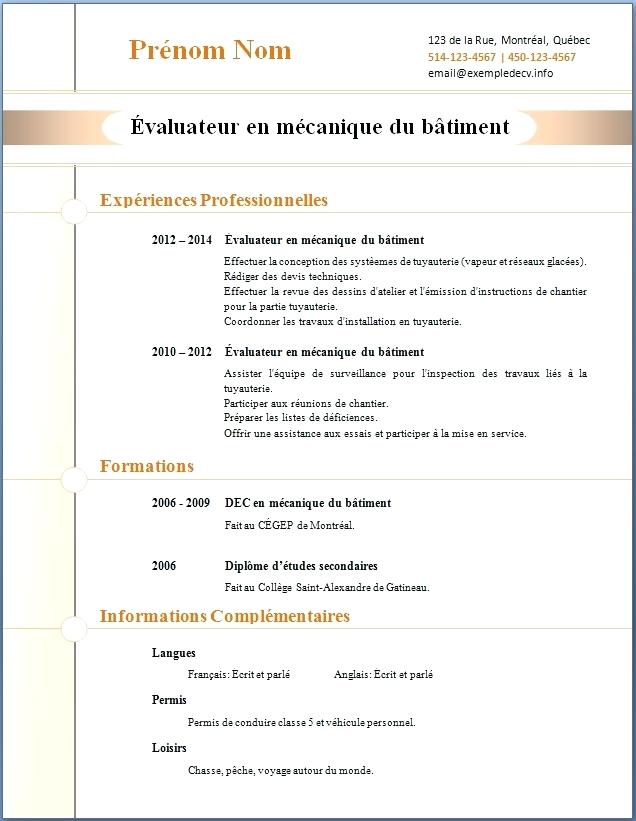 modele cv gratuit a telecharger pdf