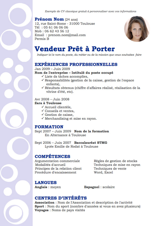 modele cv gratuit pole emploi