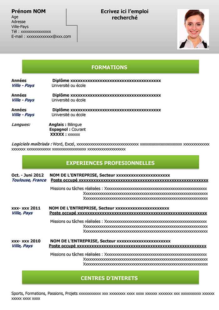 modele cv gratuit word