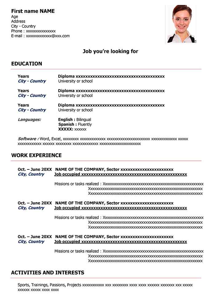 modele cv gratuit word