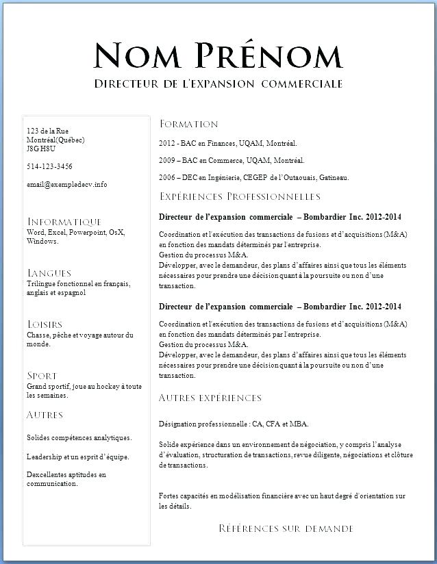 modele cv pdf