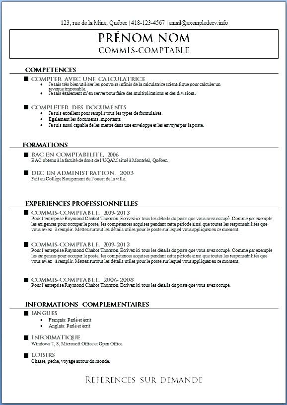 modele cv pour emploi saisonnier