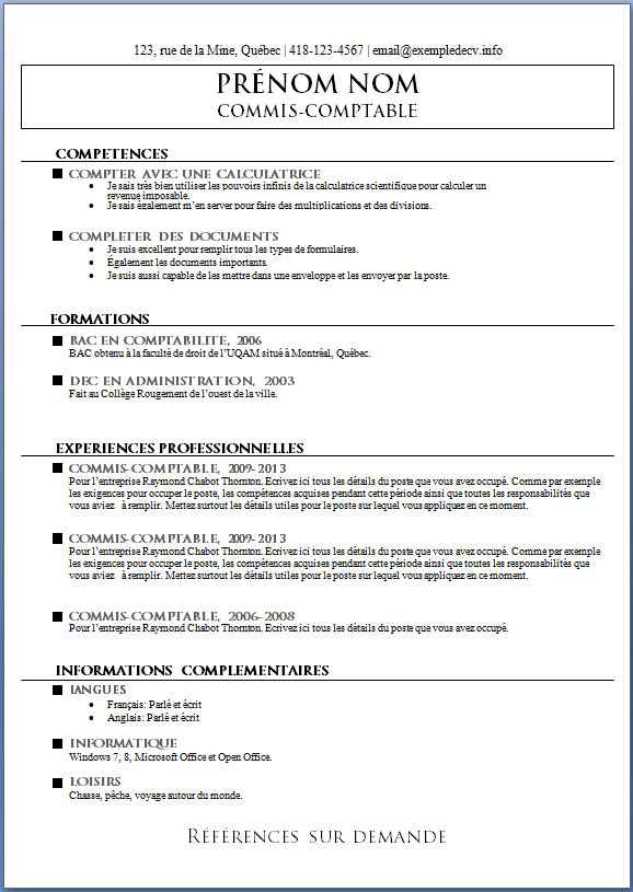 modele cv recherche d'emploi