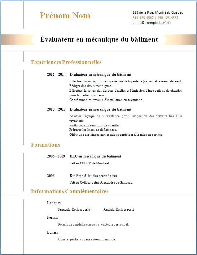 modele cv sans photo a telecharger