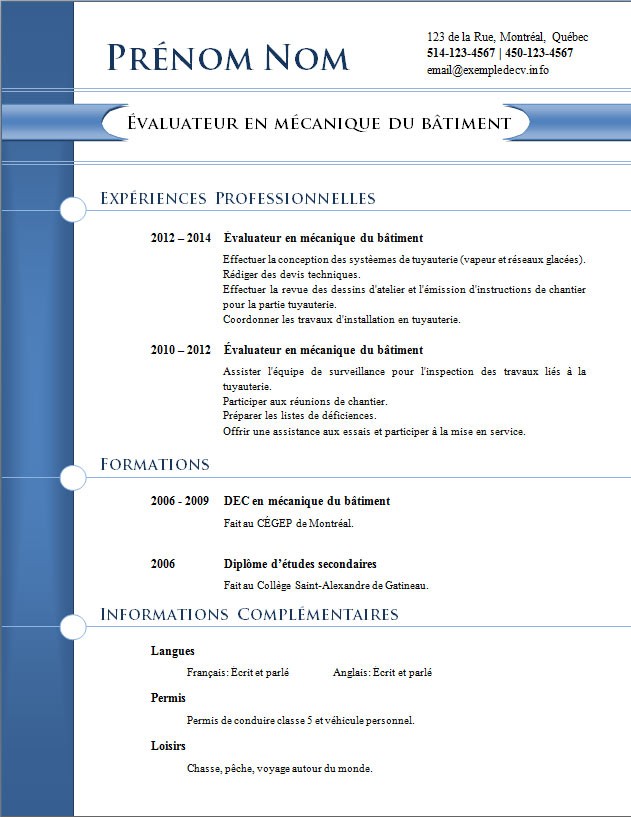 modele cv word sans photo