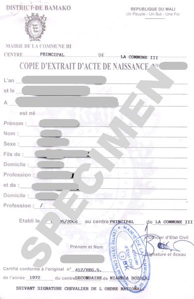 modele d acte de deces