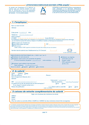 modele d'attestation pole emploi