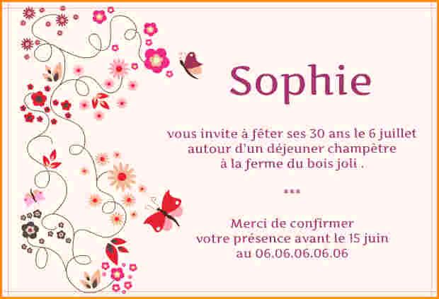 modele d'invitation d'anniversaire gratuite