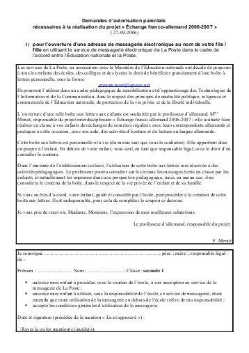 modele d'une autorisation parentale