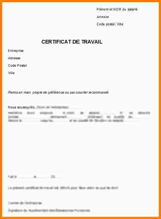 modele de certificat de travail pdf