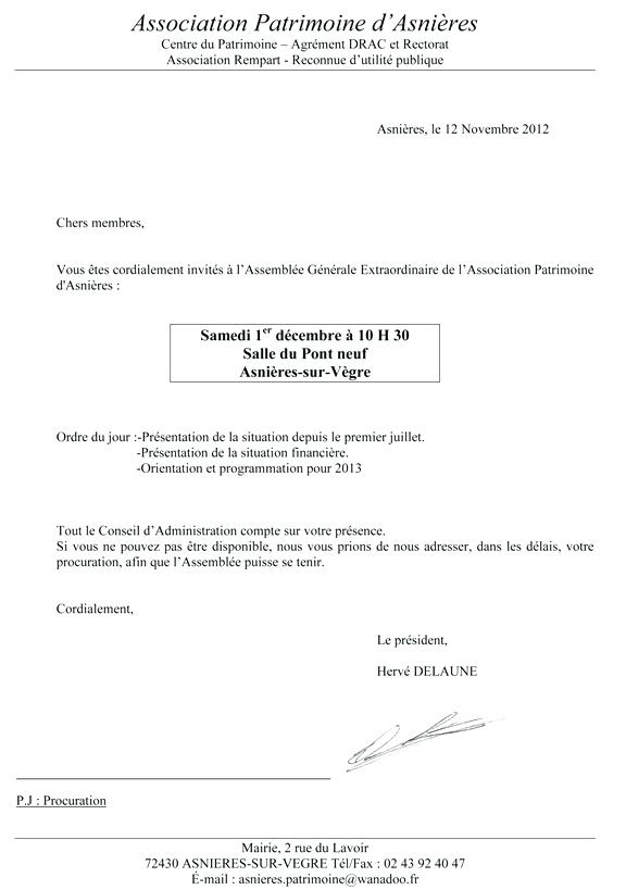 modele de convocation pour une assemblee generale