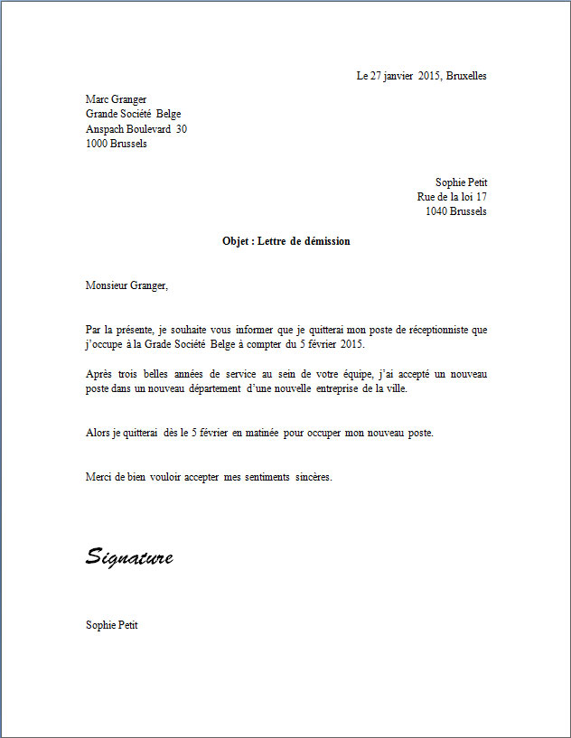 modele de courrier gratuit