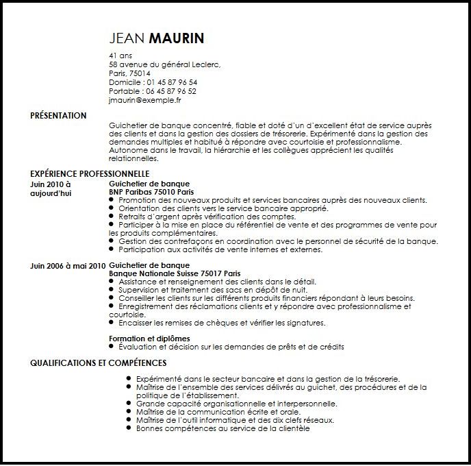 modele de cv caissiere