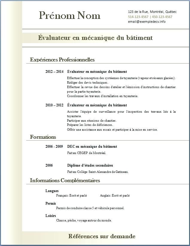 modele de cv telechargeable