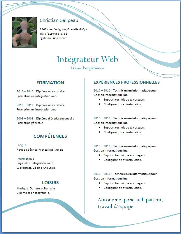 modele de cv telechargeable