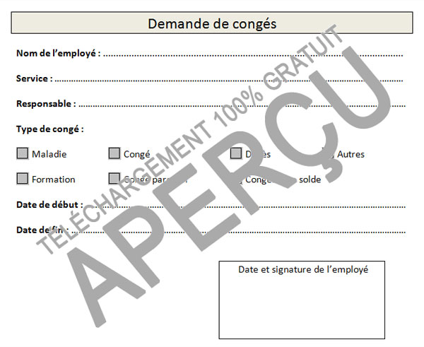 modele de demande de conge