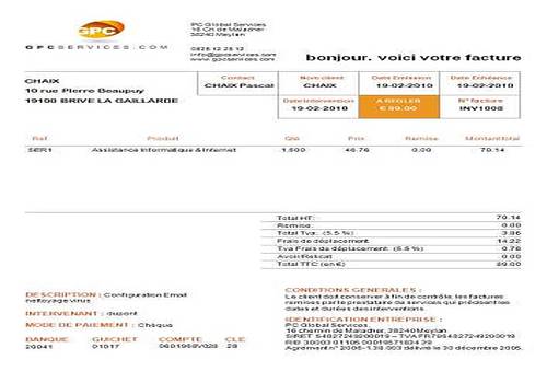 modele de facture gratuit belgique