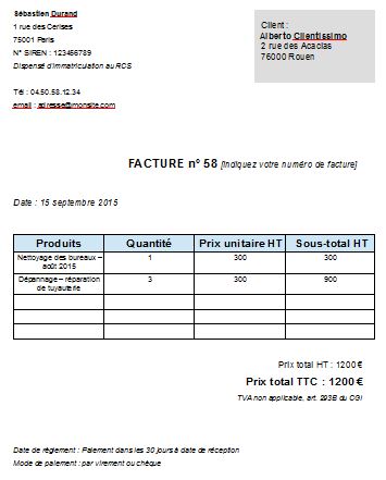 modele de facture gratuit belgique