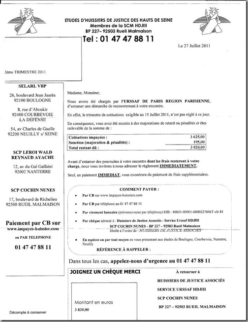 modele de lettre a un huissier de justice gratuit