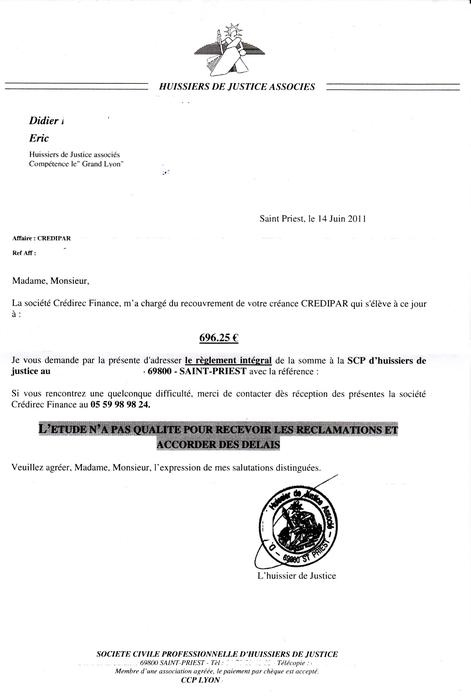 modele de lettre a un huissier de justice gratuit