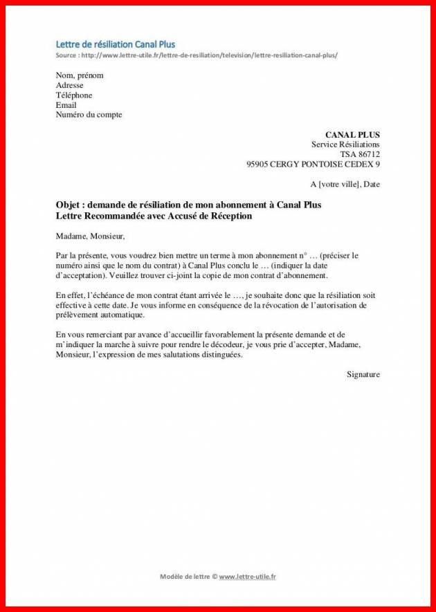 modele de lettre arret prelevement automatique