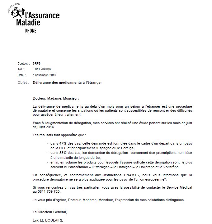 modele de lettre assurance maladie