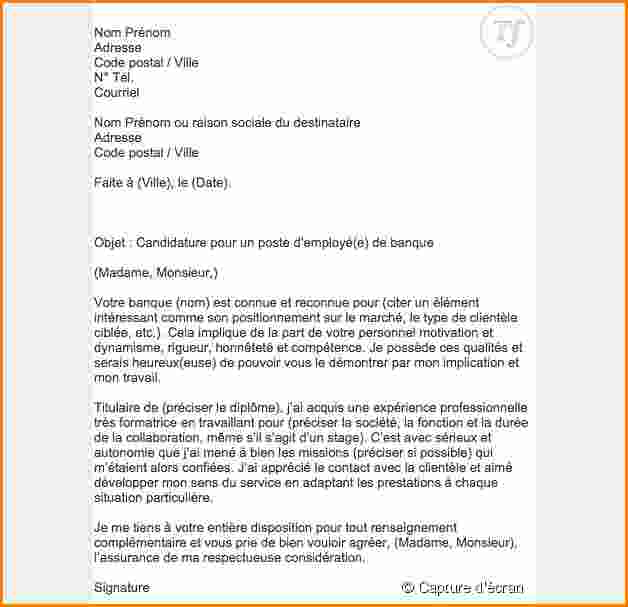 modele de lettre banque