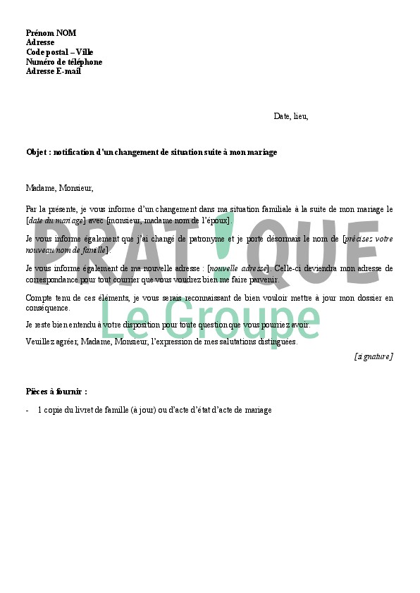 modele de lettre changement de rib